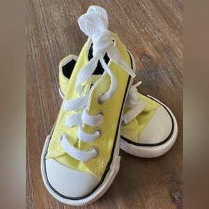 Converse Kids Yellow Canvas Lace-Up Sneakers with White Accents